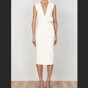 Shona Joy Lucy Plunged Midi Dress, Ivory, Size US4